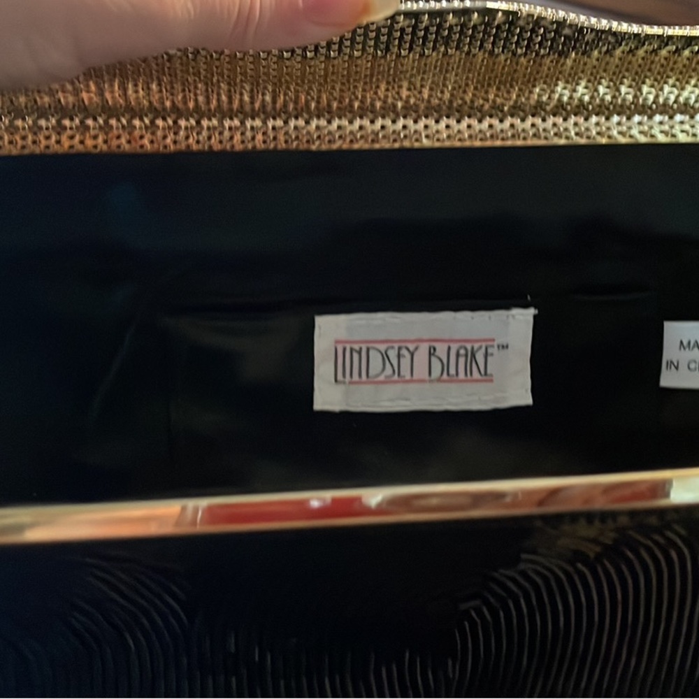 Black, sequined evening bag, Lindsay Blake.
